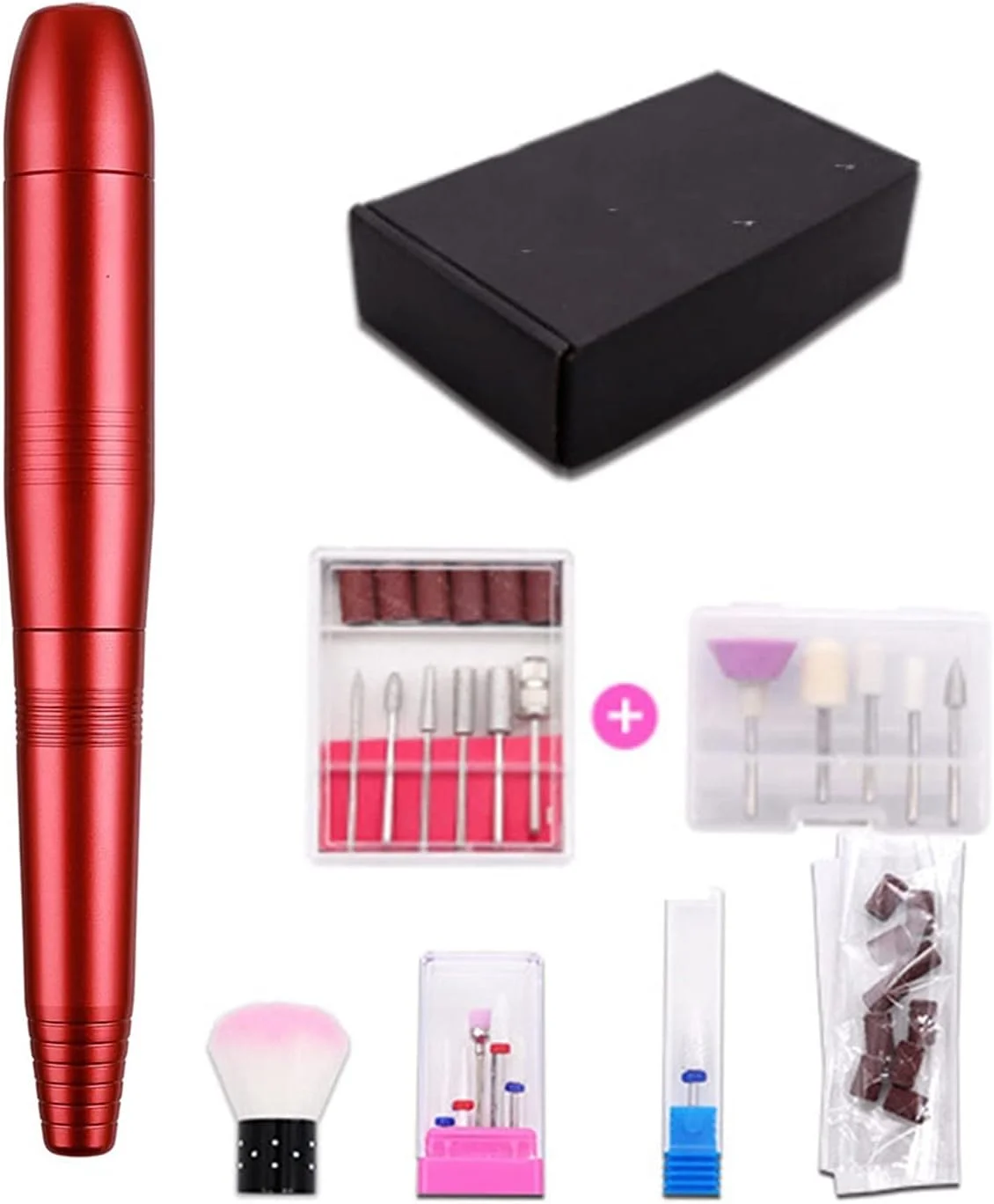 دستگاه سوهان ناخن برقی 20000 دور در دقیقه، قلم سوهان ناخن برقی برای از بین بردن لاک ژل و ساییدن ناخن، دارای قطعه دستی با USB برای ناخن های اکریلیک (رنگ: قرمز)