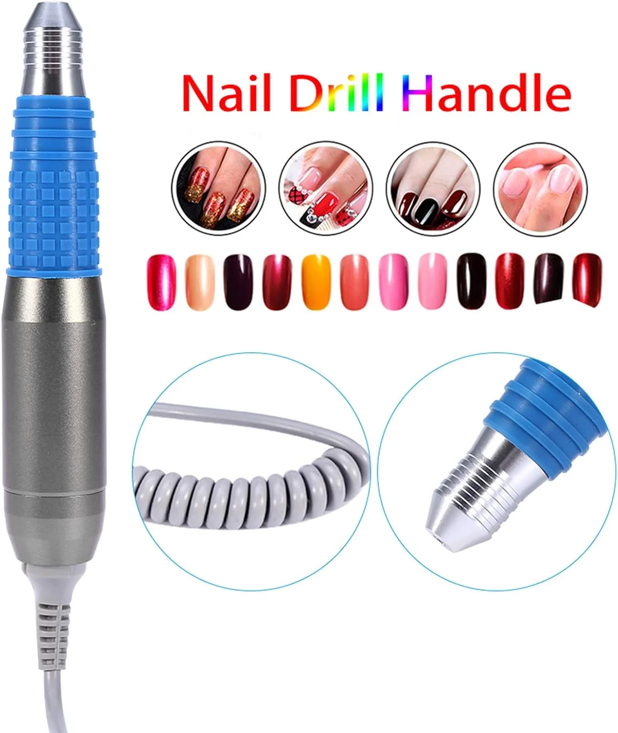دسته هندپیس دریل ناخن 35000 دور در دقیقه، هندپیس پولیش ناخن برای دستگاه مانیکور ناخن برقی، ابزار دریل پولیش قلم سوهان ناخن