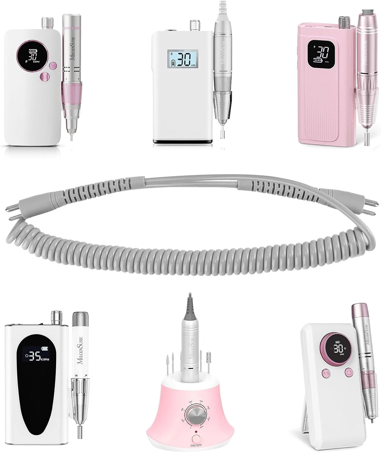 سیم هندپیس برای دریل ناخن، اتصال دهنده پرچ شده بادوام، سیم دوشاخه 2 پین با عمر طولانی برای مدلهای SC320H، ZSC320I، SC320C، SC300F، SM200F، SC330G (فقط سیم)