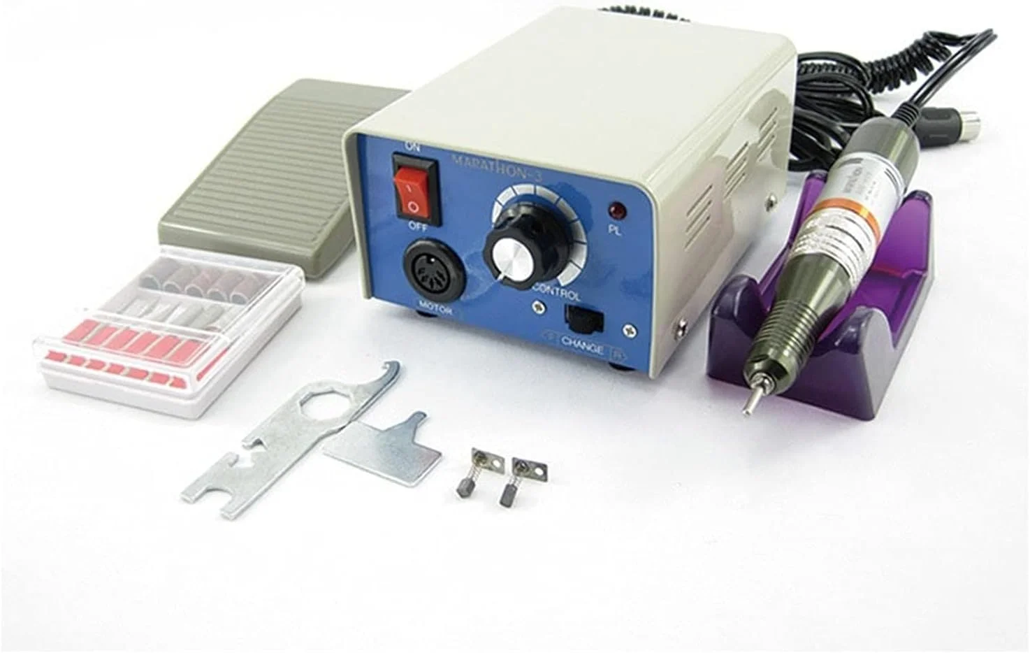 دستگاه سوهان برقی ناخن تمکین 35000 دور در دقیقه مدل 210، دستگاه مانیکور حرفه ای 65 وات به همراه 6 سری