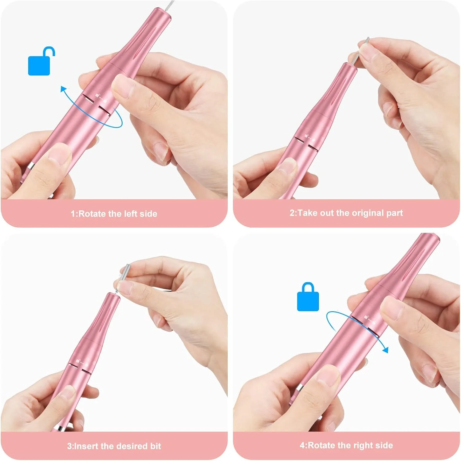 دستگاه سوهان برقی ناخن شارژی، سوهان ناخن حرفه ای 35000 دور در دقیقه برای ناخن های اکریلیک، مانیکور پدیکور و پولیش با 11 عدد سری سوهان و نوارهای سمباده برای استفاده در منزل و سالن