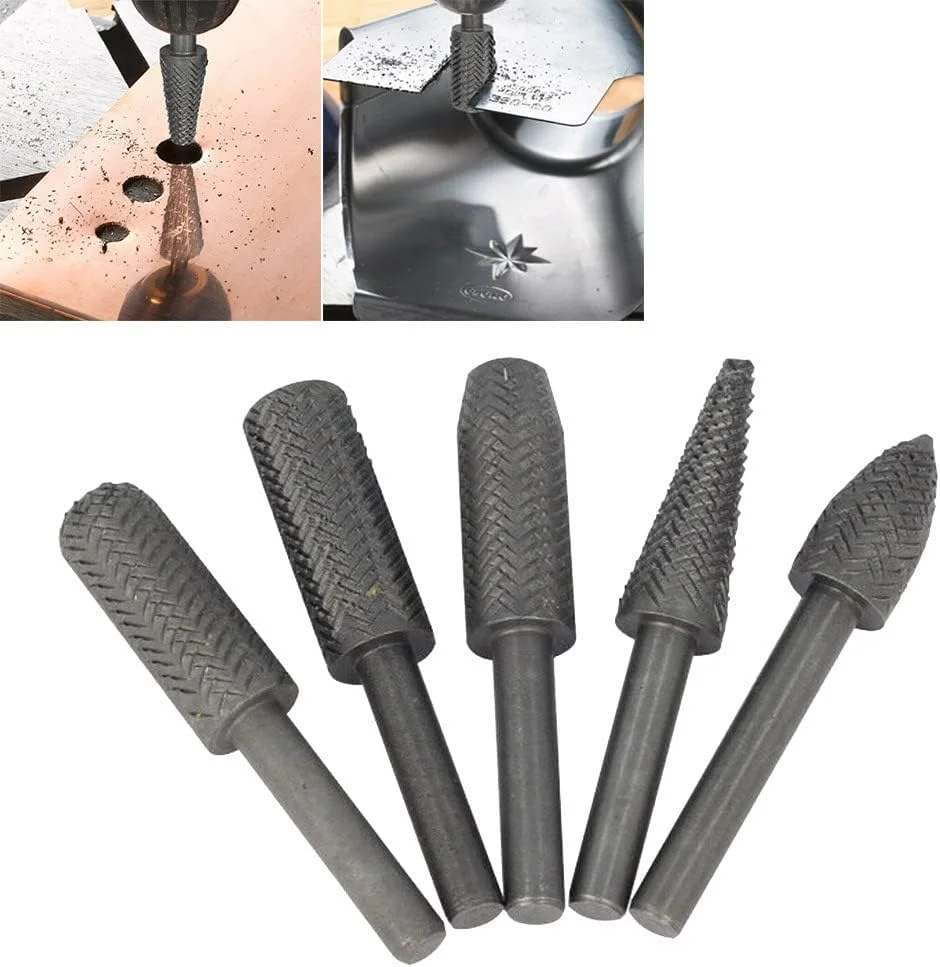 ۵ عددی سوهان چرخشی برقی فولادی منقوش، سوهان فلز نرم، سر سنگ زنی برقی، سر سوهان برقی ۶ میلی متر