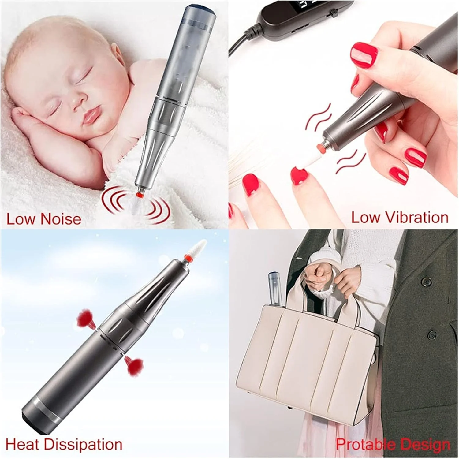 ست مراقبت از ناخن - دستگاه دریل برقی 35000 دور در دقیقه، مجموعه سوهان پولیش ژل مانیکور، ابزار حرفه ای برای سالن