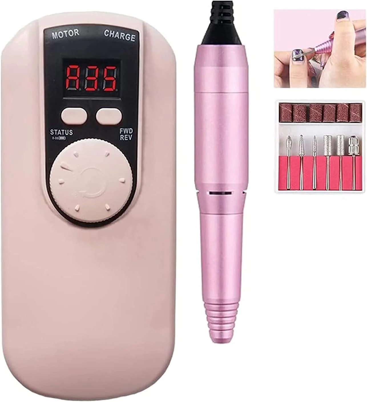 سوهان ناخن، دستگاه برقی سوهان ناخن، تجهیزات طراحی ناخن، مانیکور پدیکور، ابزار پولیش و آسیاب، سوهان برقی ناخن شارژی 35000 دور در دقیقه با نمایشگر