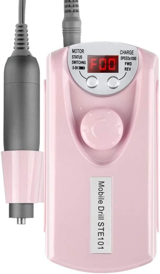 دستگاه سوهان برقی ناخن قابل حمل 30000 دور در دقیقه، هندپیس جمع و جور Efile، کیت سوهان ناخن حرفه ای مانیکور پدیکور برای ناخن های اکریلیک، ژل و استفاده در سالن خانگی، طلایی (رنگ: صورتی)