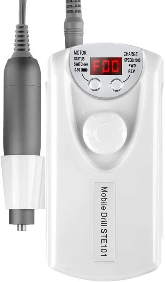 دستگاه سوهان برقی ناخن قابل حمل STUFY با سرعت 30000 دور در دقیقه، دستگاه مانیکور و پدیکور حرفه ای جمع و جور برای استفاده در خانه و سالن، طلایی (رنگ: سفید)