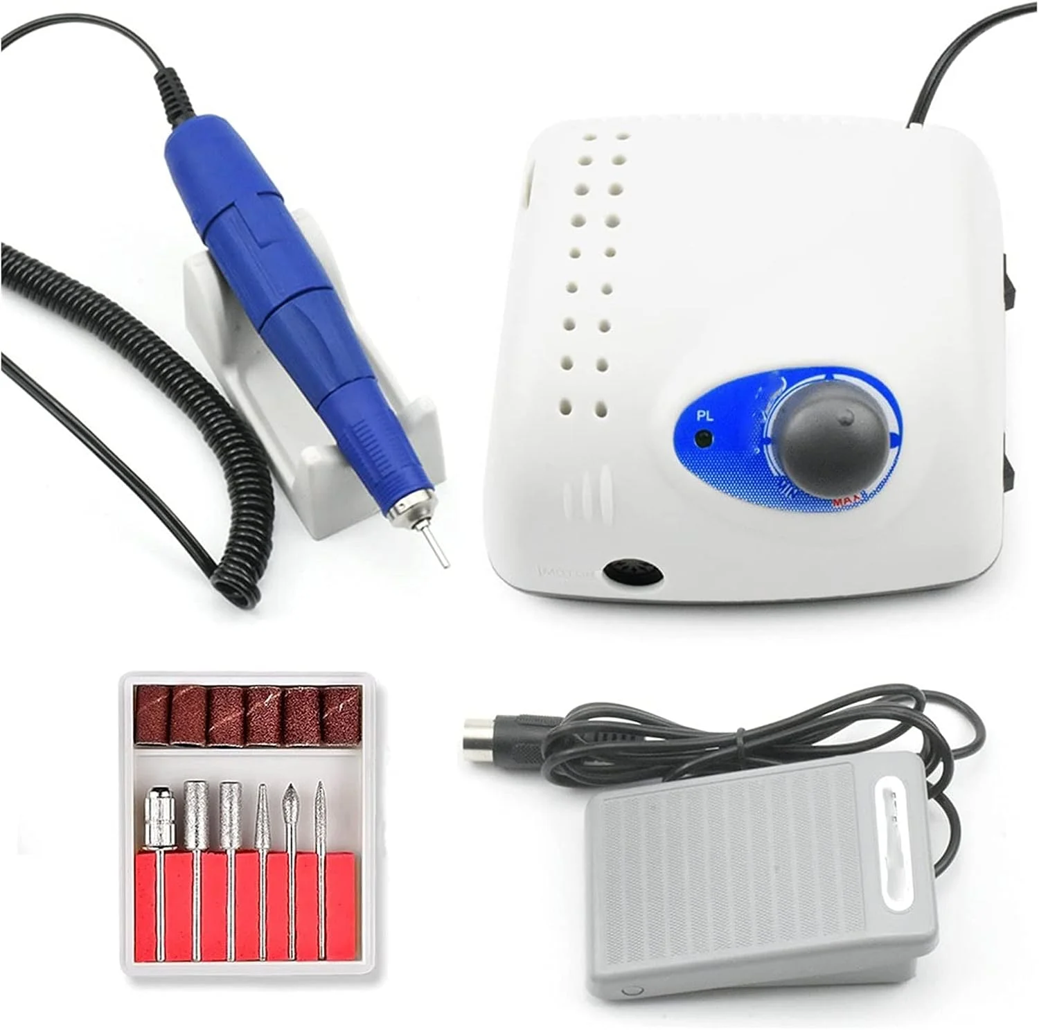 ست دستگاه مانیکور برقی قابل حمل FURLOU 65 وات 35000 دور در دقیقه، دستگاه سوهان ناخن برقی به همراه قلم، مناسب برای مانیکور، پدیکور، سوهان ناخن، ابزار طراحی ناخن، ست حرفه ای (رنگ: 65 وات 35000 دور در دقیقه)