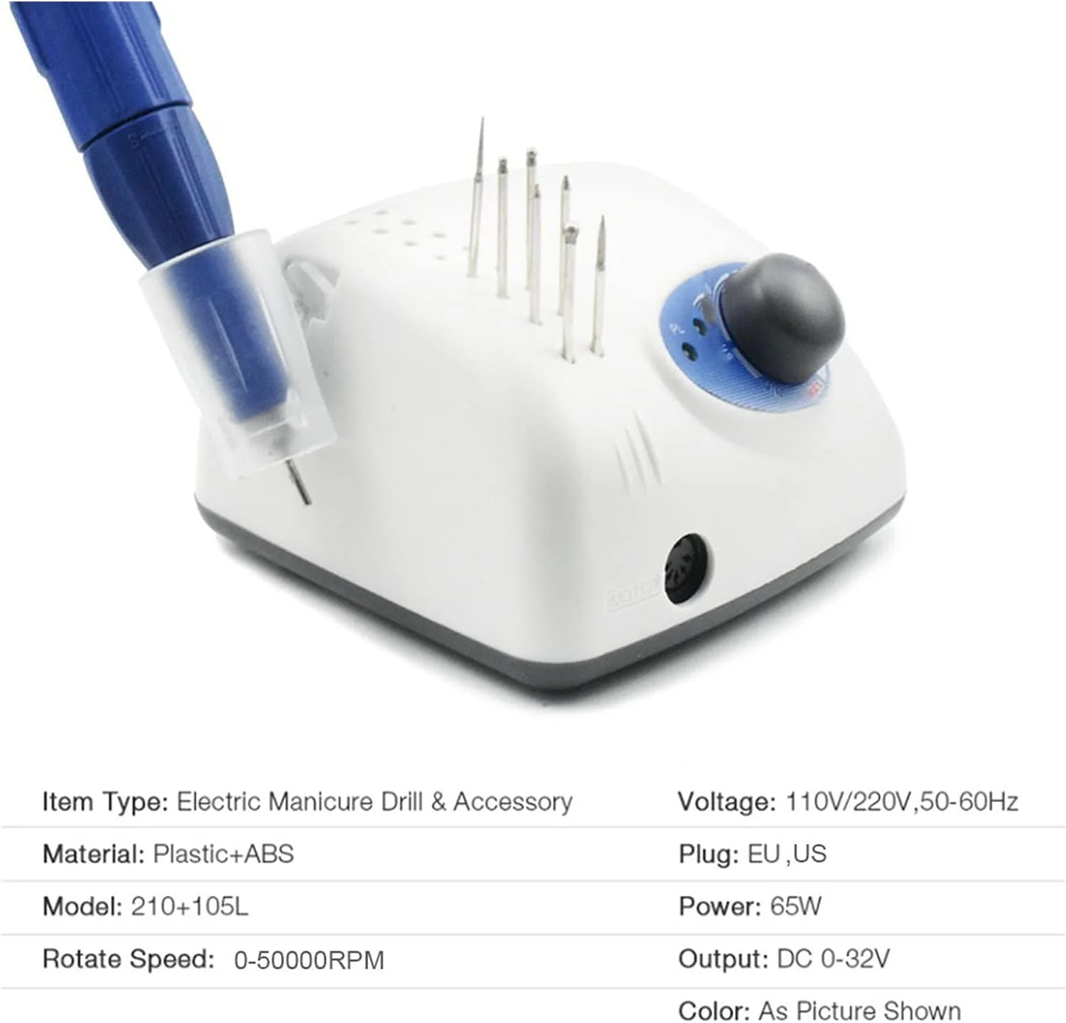 ست دستگاه مانیکور برقی قابل حمل FURLOU 65 وات 35000 دور در دقیقه، دستگاه سوهان ناخن برقی به همراه قلم، مناسب برای مانیکور، پدیکور، سوهان ناخن، ابزار طراحی ناخن، ست حرفه ای (رنگ: 65 وات 35000 دور در دقیقه)