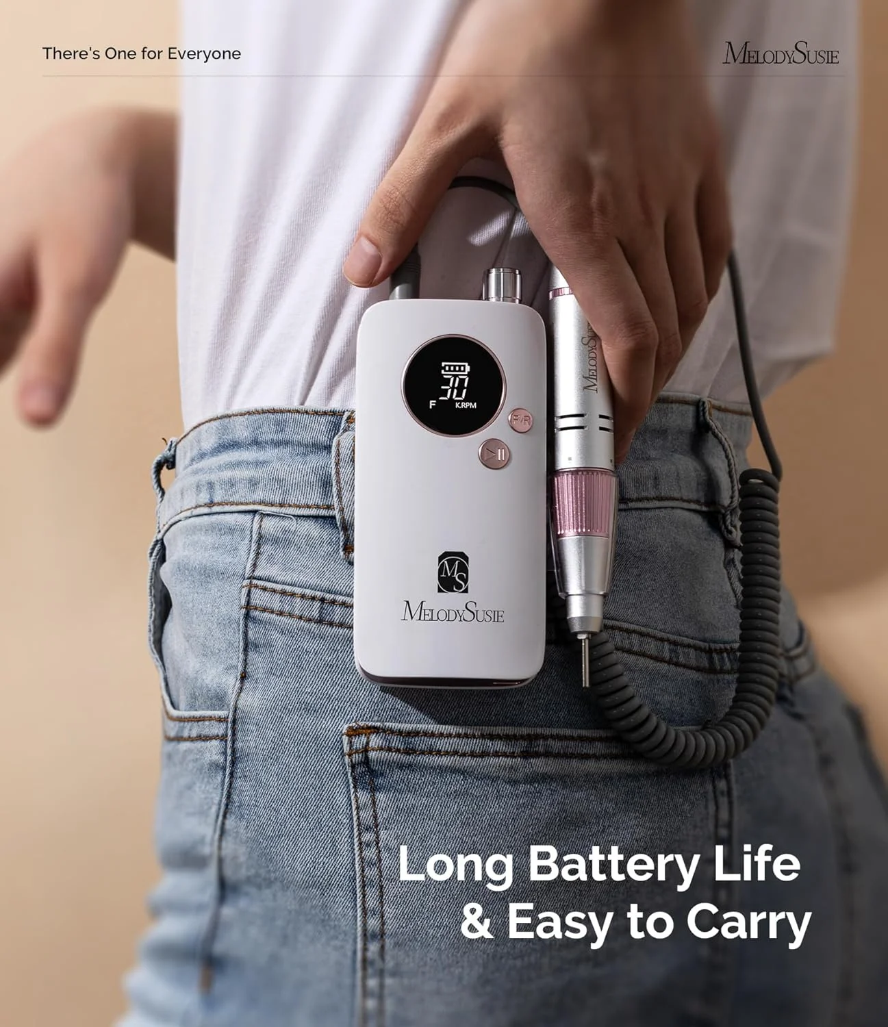 دستگاه سوهان برقی ناخن قابل حمل MelodySusie با سرعت 30000 دور در دقیقه، مدل SC320F، سوهان برقی حرفه ای شارژی، سوهان برقی ناخن بی سیم برای از بین بردن لاک ژل و پولیش ناخن های اکریلیک، کیت سوهان برقی ناخن برای مانیکور سالن و منزل، رزگلد