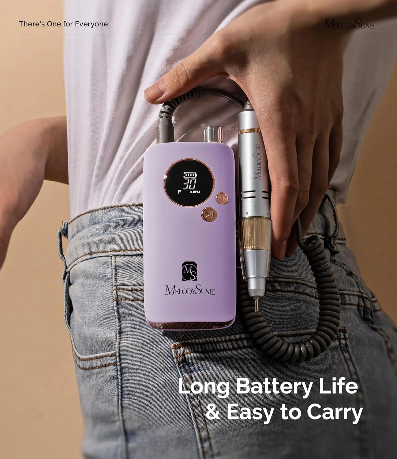 دستگاه سوهان برقی ناخن MelodySusie با سرعت 30000 دور در دقیقه، مدل SC320F، حرفه ای، قابل شارژ، قابل حمل، سوهان برقی بی سیم برای ناخن های اکریلیک، پولیش ژل، حذف کیت ناخن برای مانیکور سالن و منزل، بنفش