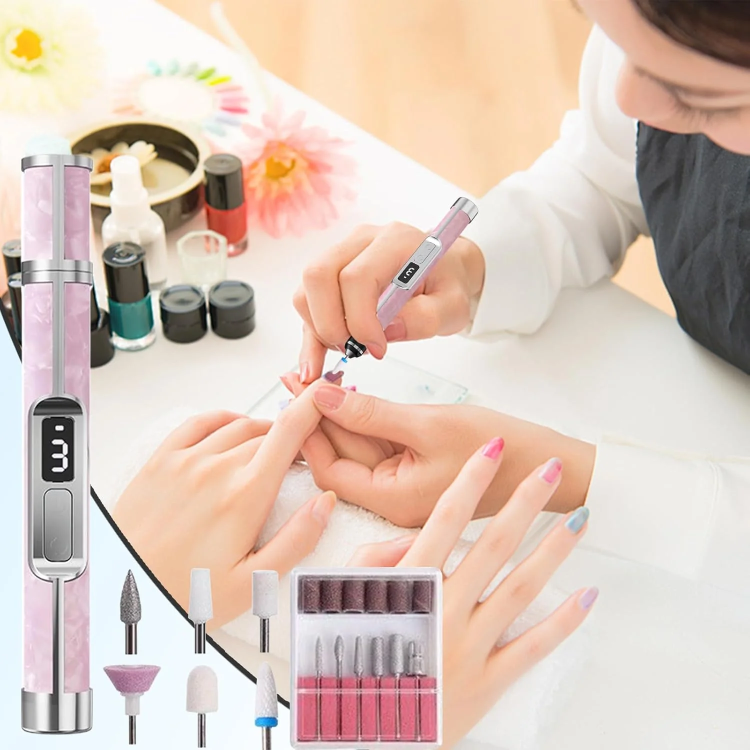 دستگاه سوهان برقی ناخن | کیت سوهان مانیکور با 3 سرعت، سنگ پای قابل حمل برای از بین بردن پینه پا مناسب برای مسافرت، منزل، آقایان، بانوان و دختران