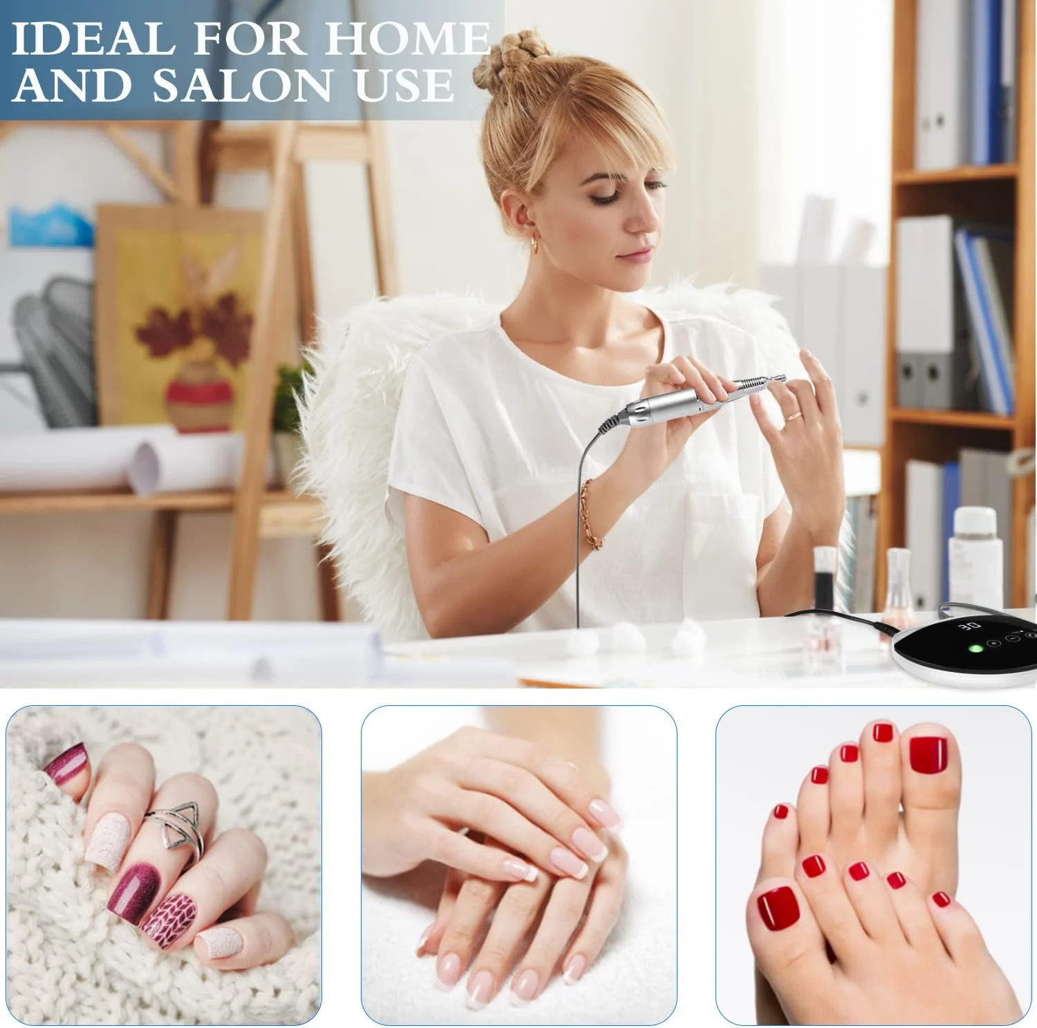 دستگاه مانیکور برقی ENGERWALL با سرعت 35000 دور در دقیقه، حرفه ای، کم صدا، کم لرزش و کم حرارت، دارای دکمه های لمسی، مناسب برای ناخن های اکریلیک و ژلیش، برای استفاده در سالن و مصارف شخصی دستگاه مانیکور برقی ENGERWALL با سرعت 35000 دور در دقیقه، حرفه ای، کم صدا، کم لرزش و کم حرارت، دارای دکمه های لمسی، مناسب برای ناخن های اکریلیک و ژلیش، برای استفاده در سالن و مصارف شخصی