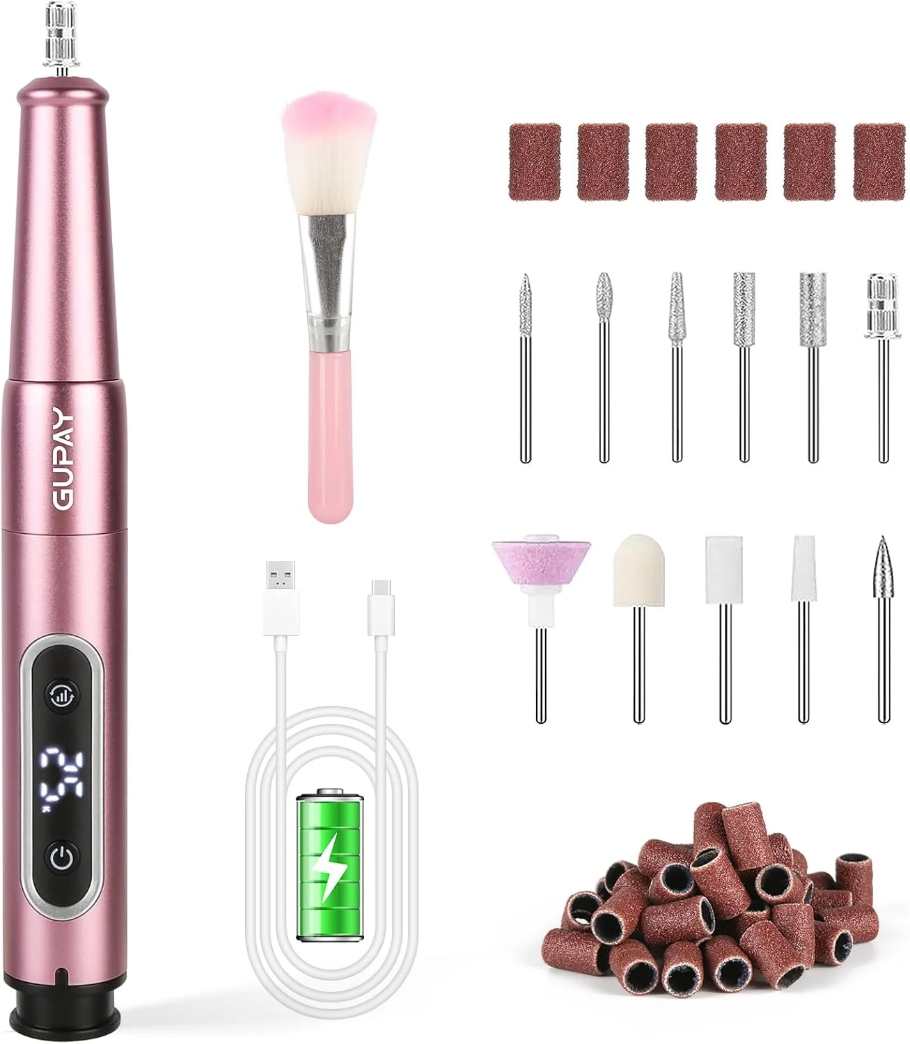 ست سوهان برقی ناخن 2 در 1 با لامپ یو وی، سوهان برقی ناخن قابل حمل و بی سیم با صفحه نمایش، ست حرفه ای مانیکور و پدیکور و پولیش ناخن برای استفاده در خانه و سالن ست سوهان برقی ناخن 2 در 1 با لامپ یو وی، سوهان برقی ناخن قابل حمل و بی سیم با صفحه نمایش، ست حرفه ای مانیکور و پدیکور و پولیش ناخن برای استفاده در خانه و سالن