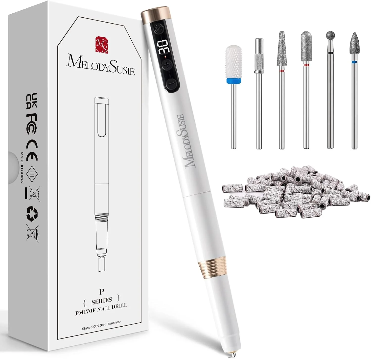 دستگاه سوهان برقی ناخن ملودی سوزی مدل PM170F سفید، 30000 دور در دقیقه، بسیار ظریف، قابل حمل، کم صدا و کم لرزش، موتور بدون هسته به همراه سری ها و نوارهای سمباده بسیار ظریف برای مبتدیان دستگاه سوهان برقی ناخن ملودی سوزی مدل PM170F سفید، 30000 دور در دقیقه، بسیار ظریف، قابل حمل، کم صدا و کم لرزش، موتور بدون هسته به همراه سری ها و نوارهای سمباده بسیار ظریف برای مبتدیان