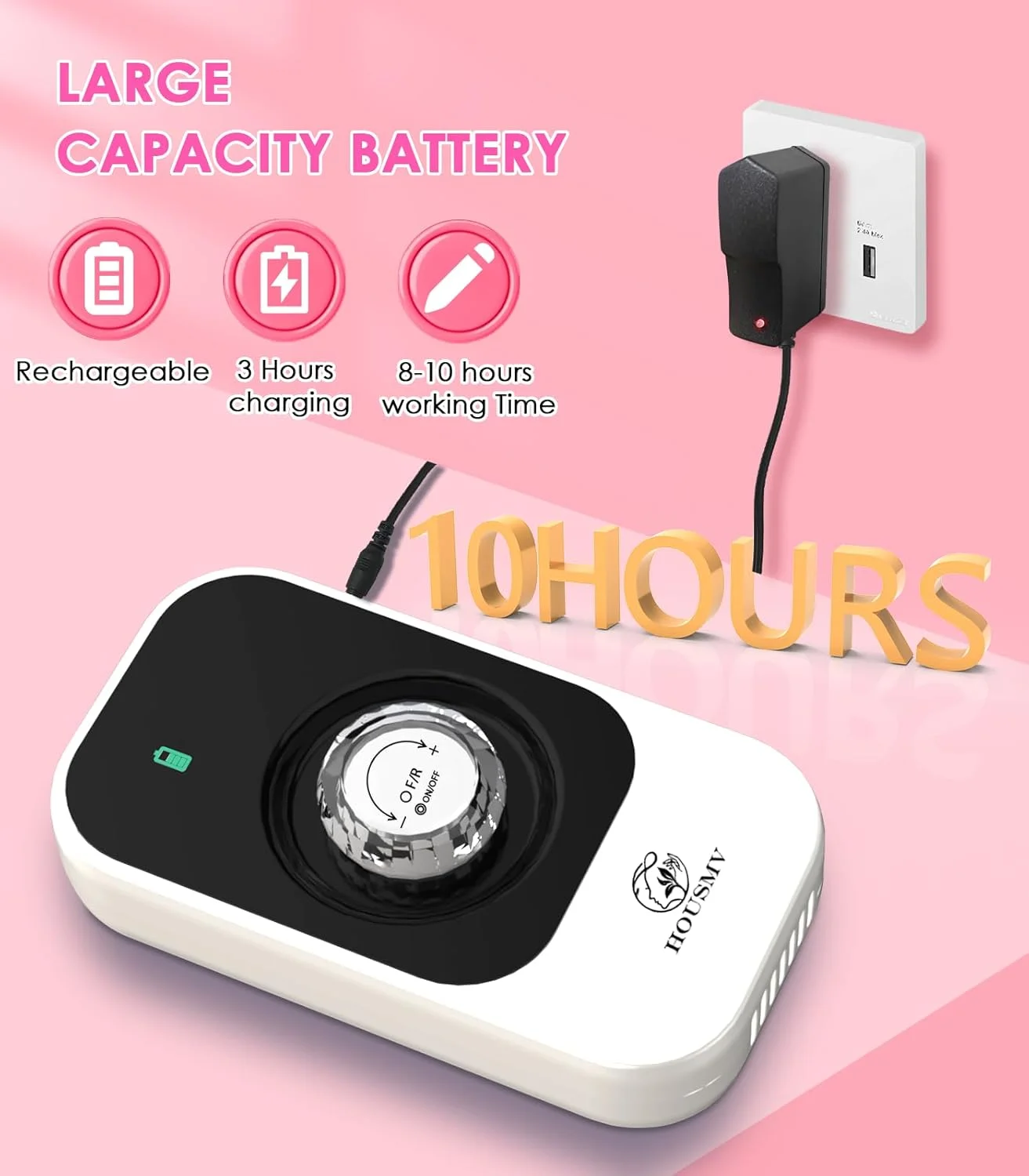 دستگاه سوهان برقی ناخن قابل حمل: دستگاه سوهان برقی حرفه ای شارژی 40000 دور در دقیقه، سوهان برقی بی سیم با سری ها و پایه برای از بین بردن لاک ژل ناخن و مانیکور در سالن و منزل، سفید