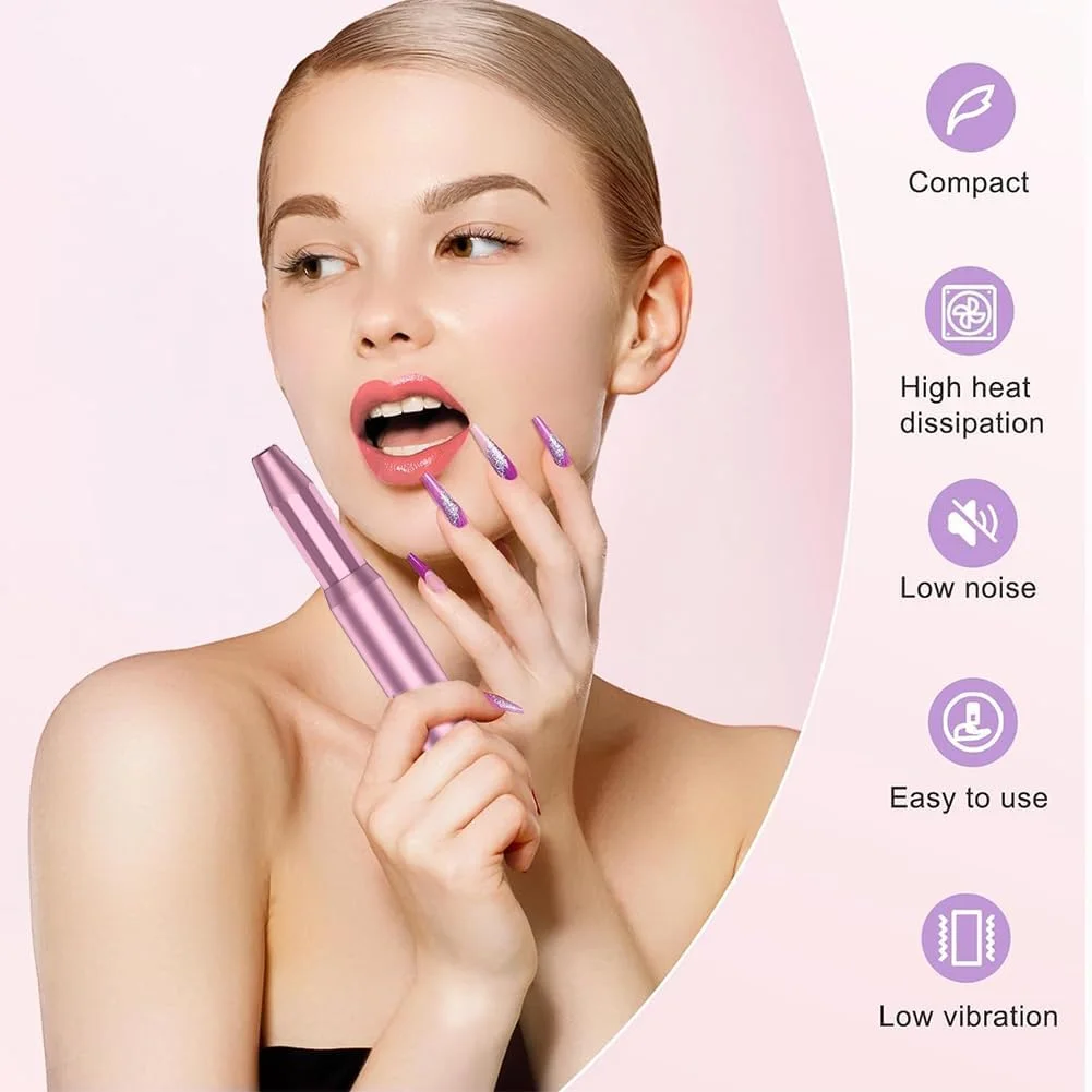 ست حرفه ای دستگاه مانیکور برقی ناخن برای بانوان (صورتی)