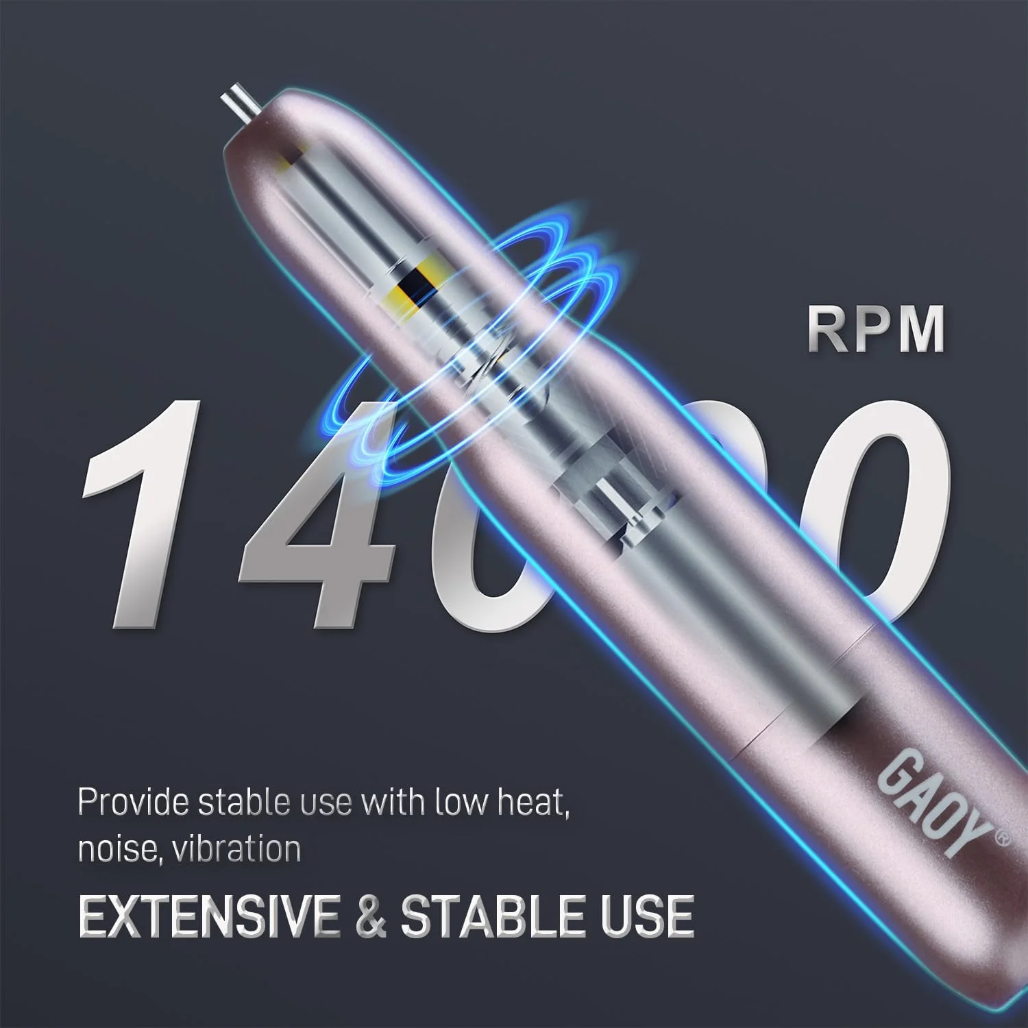 دستگاه سوهان برقی ناخن GAOY برای ناخن های اکریلیک و ژل، سوهان برقی USB، ابزار مانیکور پدیکور قابل حمل برای استفاده در منزل و سالن، صورتی