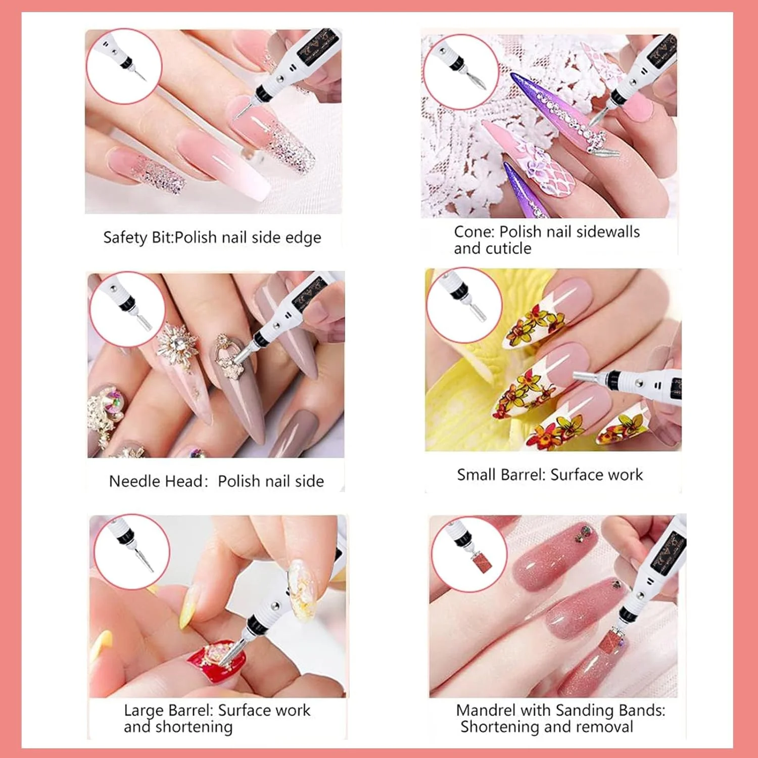 دستگاه سوهان برقی ناخن، کیت سوهان برقی قابل حمل، مانیکور پدیکور حرفه ای، ابزارهای پولیش و فرم دهی برای استفاده در خانه یا سالن برای ناخن های اکریلیک و ژل