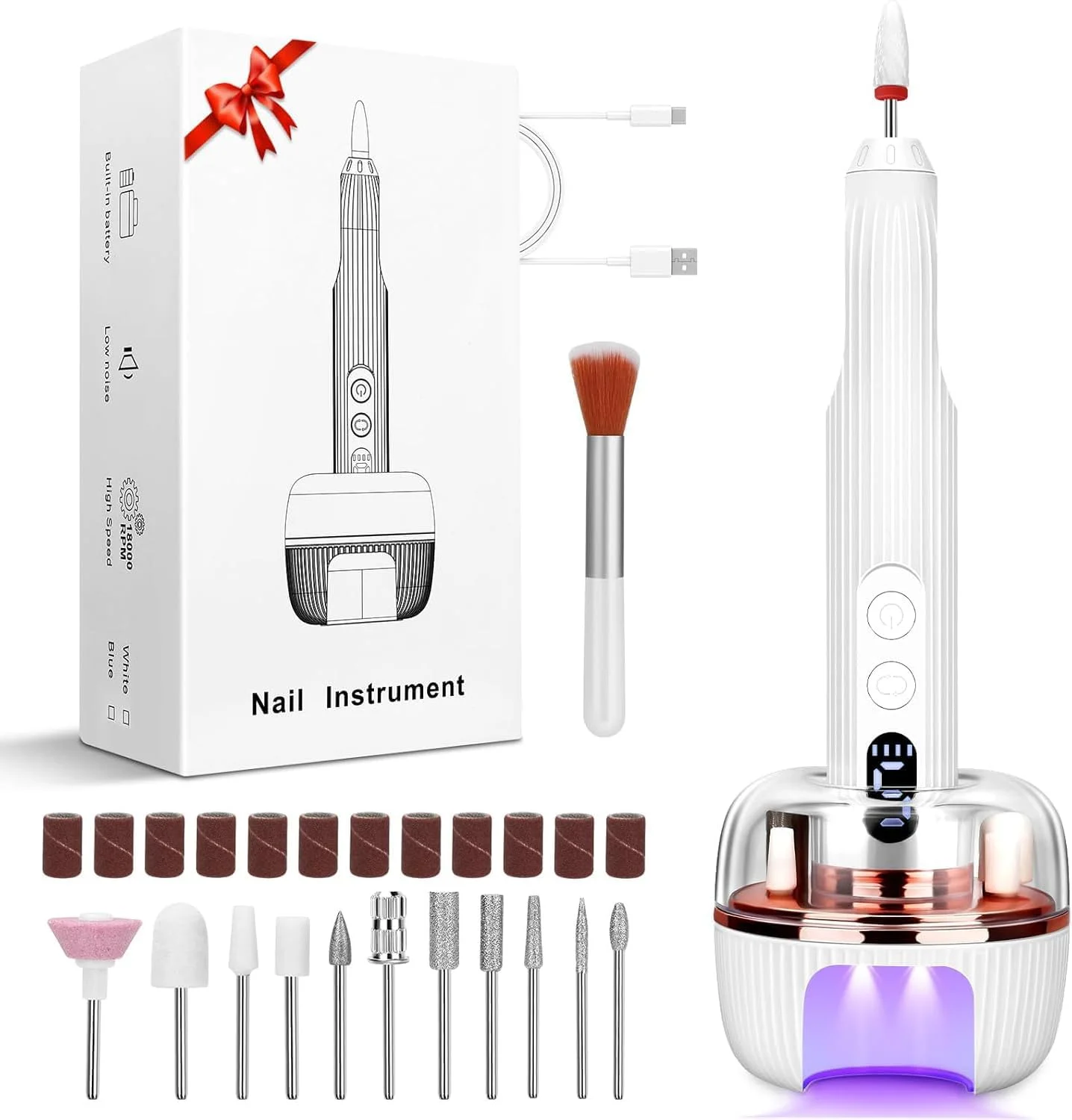 سوهان ناخن برقی بی سیم 3 در 1، دریل برقی ناخن قابل تنظیم 5 سرعته 18000 دور در دقیقه با لامپ ناخن داخلی، دریل برقی ناخن حرفه ای با 12 سر سنگ زنی برای ابزارهای مانیکور و پدیکور DIY سوهان ناخن برقی بی سیم 3 در 1، دریل برقی ناخن قابل تنظیم 5 سرعته 18000 دور در دقیقه با لامپ ناخن داخلی، دریل برقی ناخن حرفه ای با 12 سر سنگ زنی برای ابزارهای مانیکور و پدیکور DIY