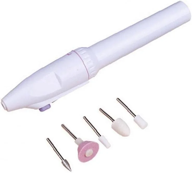 ست حرفه ای ماشین مانیکور و پدیکور برقی قابل حمل، مینی دریل ناخن، ابزارهای شکل دهی و پولیش مانیکور با 5 سر سنگ زنی، 1 ست (باتری شامل نمی شود)