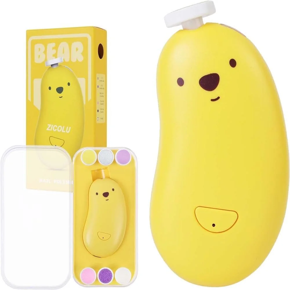 ست سوهان ناخن برقی قابل شارژ Erweicet با 6 سری سنگ زنی و چراغ LED برای نوزاد، کودک نوپا، کودکان، پولیش ناخن های پا و دست، مراقبت از پیرایش (زرد، تعداد 1، 80/80 گریت)