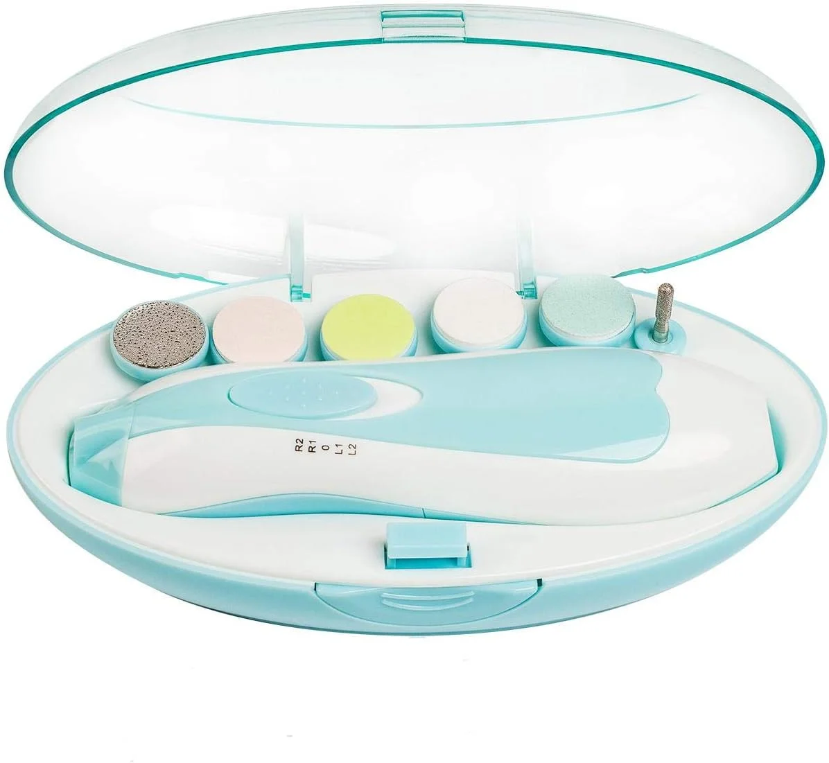 سوهان ناخن برقی کودک، بدون آسیب به ناخن های تیز، سیستم مانیکور و پدیکور حرفه ای برای مراقبت از ناخن و زیبایی، ست 6 در 1 ایمن برای کوتاه کردن ناخن های دست و پا (آبی)