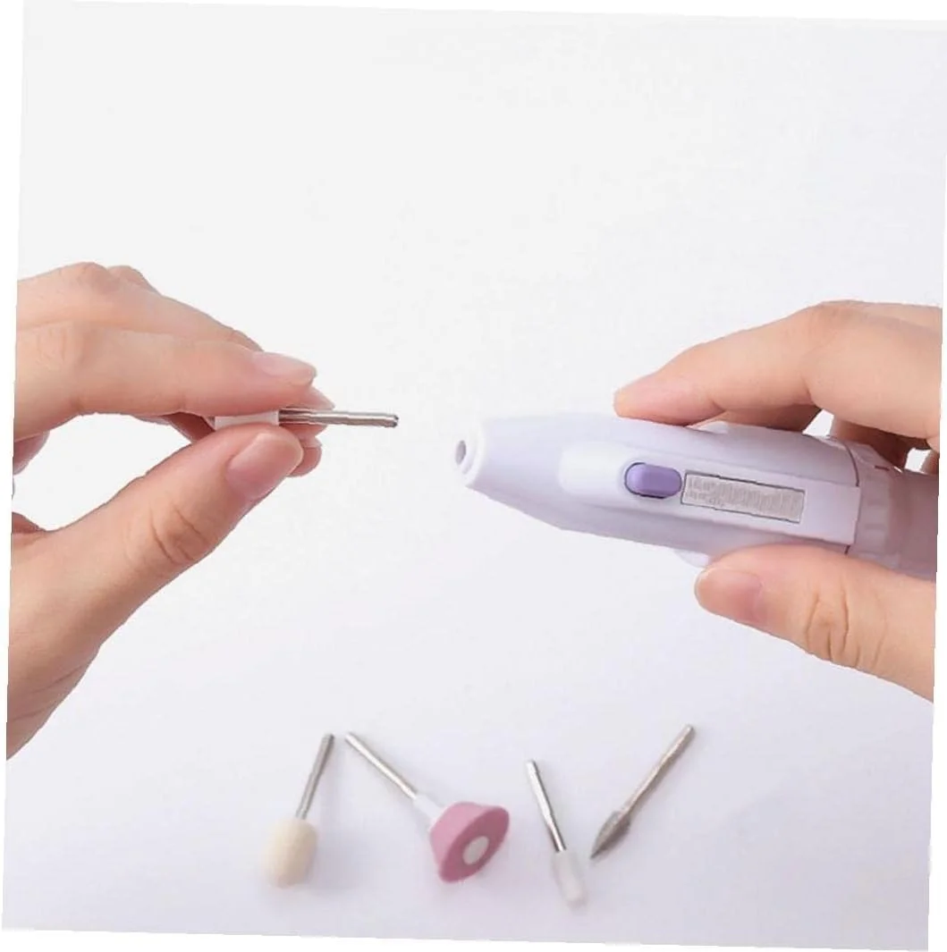 ست حرفه ای ماشین مانیکور و پدیکور برقی قابل حمل، مینی دریل ناخن، ابزارهای شکل دهی و پولیش مانیکور با 5 سر سنگ زنی، 1 ست (باتری شامل نمی شود)