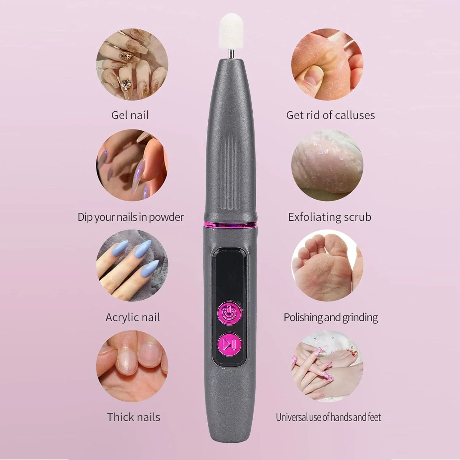 ست سوهان ناخن برقی بی سیم Bewinner، ابزار پدیکور مانیکور قابل شارژ، ابزار قابل حمل ماشین حذف لاک ژل اکریلیک، 11 سر سوهان مناسب سالن و خانه (خاکستری) ست سوهان ناخن برقی بی سیم Bewinner، ابزار پدیکور مانیکور قابل شارژ، ابزار قابل حمل ماشین حذف لاک ژل اکریلیک، 11 سر سوهان مناسب سالن و خانه (خاکستری)