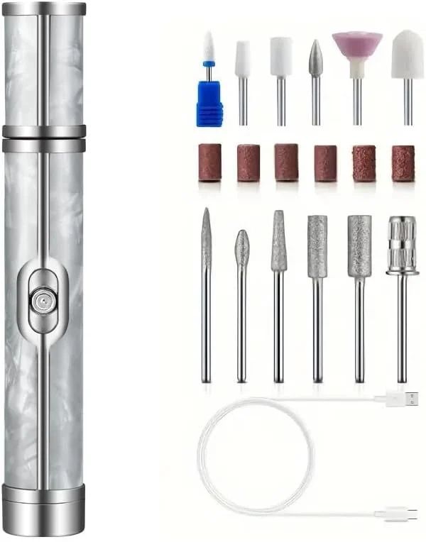سوهان برقی ناخن برای ناخن های ضخیم پا با 18 سری سنگ زنی 20000 دور در دقیقه 4 سرعت قابل تنظیم بی صدا قابل حمل قابل شارژ برای ناخن های ژلی/اکریلیک کوتیکول های سخت استفاده در منزل و مسافرت