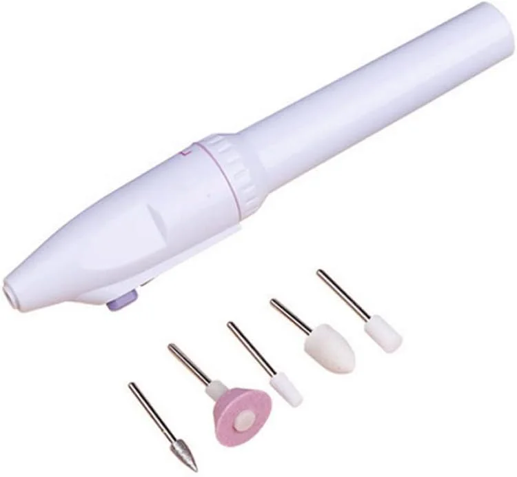 ست حرفه ای دستگاه مانیکور برقی ناخن، ست سوهان برقی مانیکور پدیکور ناخن برای بانوان، سیستم مینی دستگاه مانیکور قابل حمل ابزار شکل دهی و پولیش ناخن 5 سر سنگ زنی بدون باتری