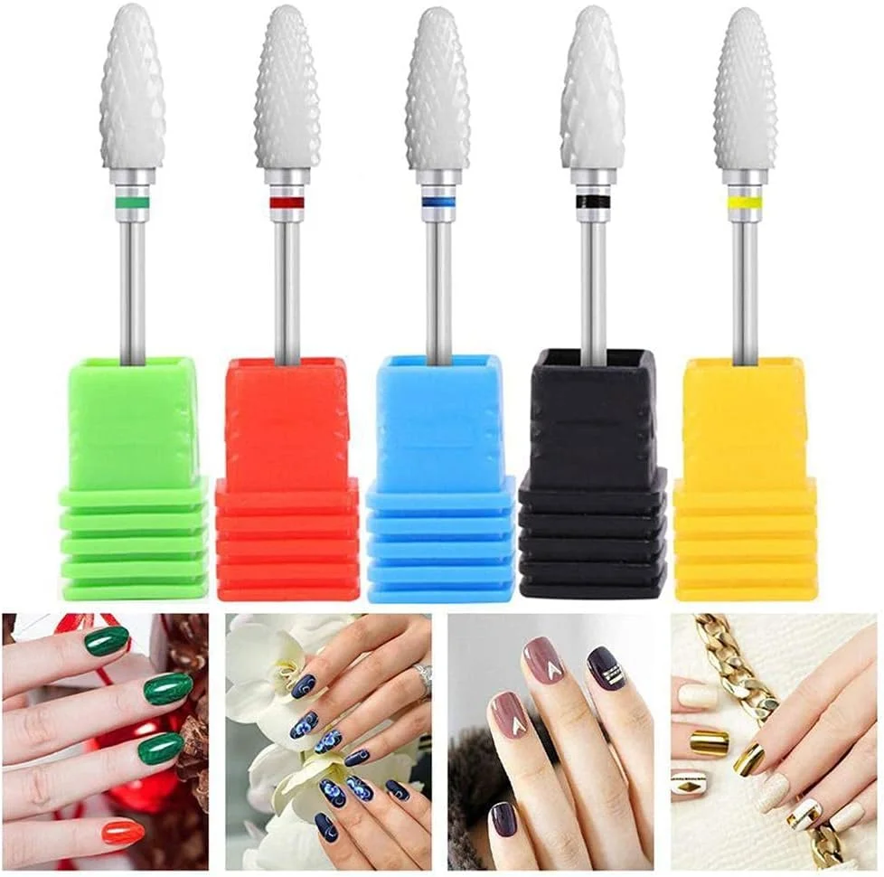 سری سوهان ناخن، ابزار مانیکور و پدیکور برقی سرامیکی 3/32 اینچ، مناسب برای استفاده در منزل و سالن، برای پولیش ناخن، سر سنگ زنی استوانه ای شکل، 1 عدد قرمز