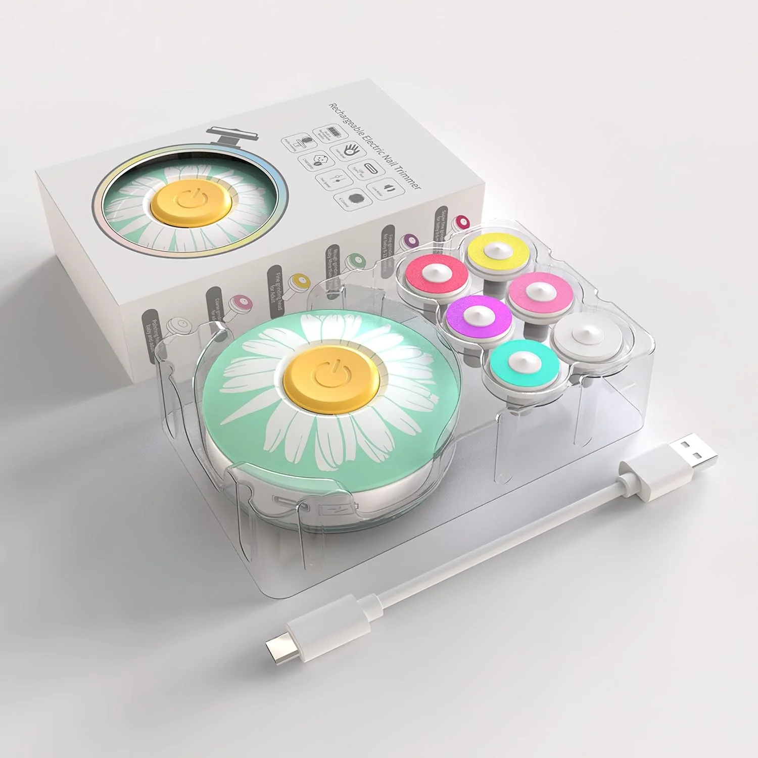 سوهان ناخن برقی نوزاد مدل 2025، ناخن گیر نوزاد با 6 سری سمباده برای انگشتان دست و پای نوزاد، شارژ USB (سبز)