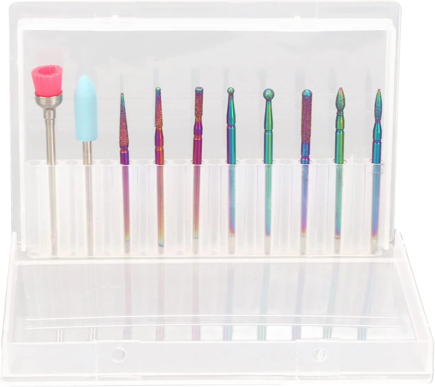 مجموعه سر سوهان ناخن، سر سوهان برقی ناخن، مجموعه سر سنگ زنی ناخن، مجموعه سر مانیکور، استیل ضد زنگ قابل حمل در اندازه های مختلف و پایدار