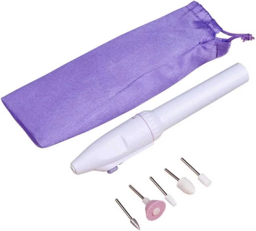 ست حرفه ای دستگاه مانیکور برقی ناخن، ست سوهان برقی مانیکور پدیکور ناخن برای بانوان، سیستم مینی دستگاه مانیکور قابل حمل ابزار شکل دهی و پولیش ناخن 5 سر سنگ زنی بدون باتری