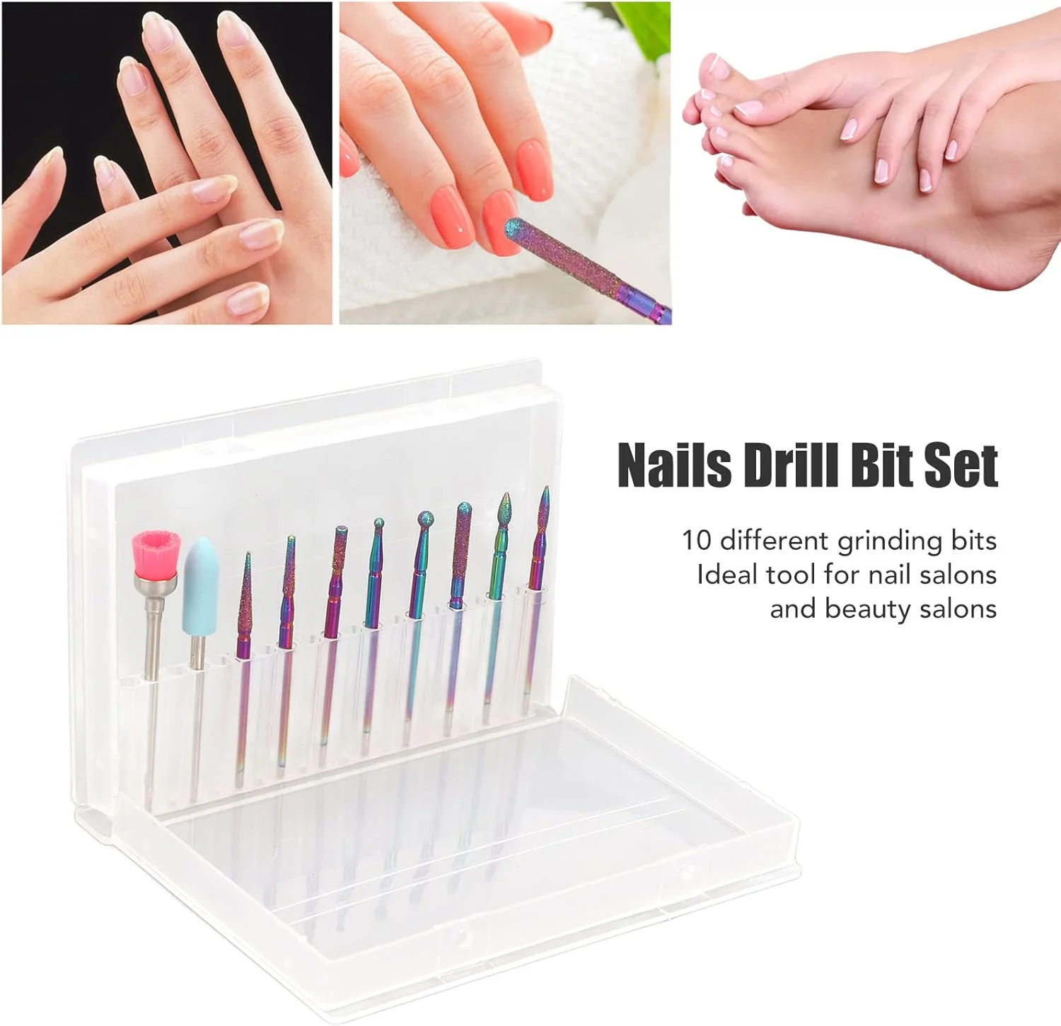 مجموعه سر سوهان ناخن، سر سوهان برقی ناخن، مجموعه سر سنگ زنی ناخن، مجموعه سر مانیکور، استیل ضد زنگ قابل حمل در اندازه های مختلف و پایدار