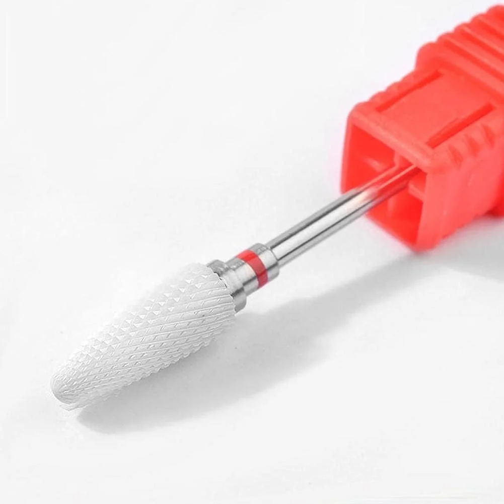 سری سوهان ناخن، ابزار مانیکور و پدیکور برقی سرامیکی 3/32 اینچ، مناسب برای استفاده در منزل و سالن، برای پولیش ناخن، سر سنگ زنی استوانه ای شکل، 1 عدد قرمز