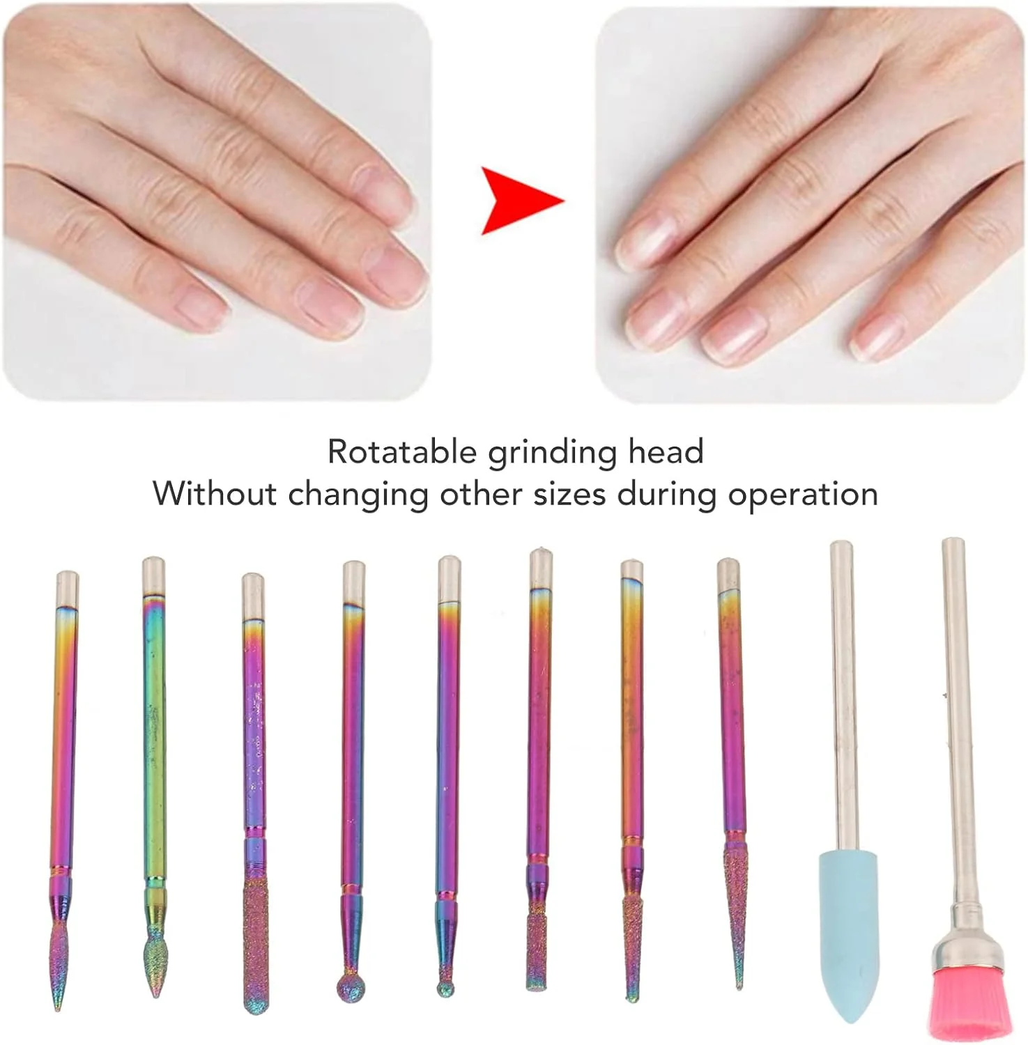 مجموعه سر سوهان ناخن، سر سوهان برقی ناخن، مجموعه سر سنگ زنی ناخن، مجموعه سر مانیکور، استیل ضد زنگ قابل حمل در اندازه های مختلف و پایدار