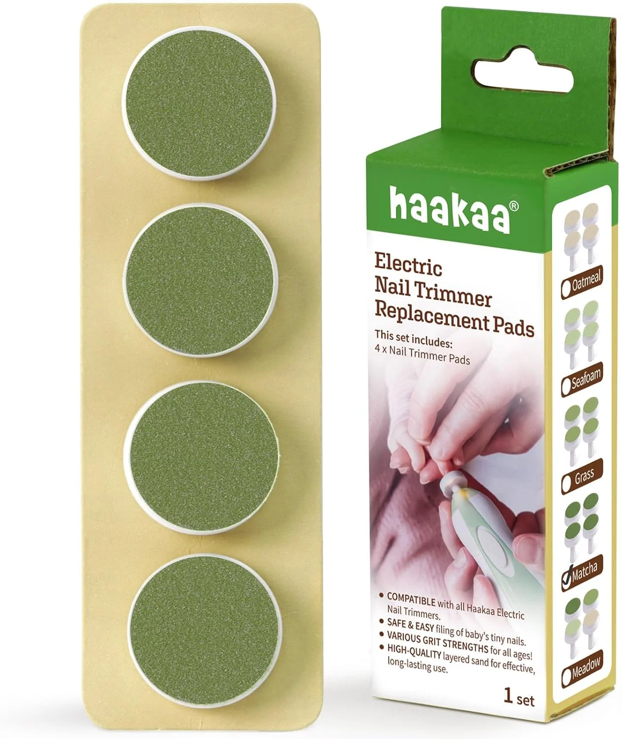 پدهای جایگزین سوهان ناخن برقی هاآکا، مناسب برای سوهان ناخن استاندارد کودک، مناسب برای 12+ ماه، ماچا