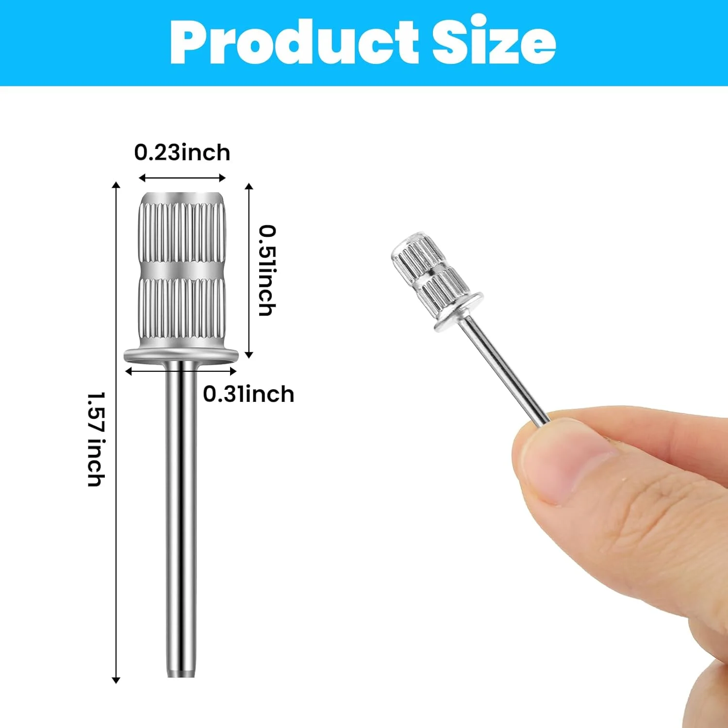 ست مته برقی ناخن برای سوهان برقی، 10 عدد سری تعویضی 3/32 اینچی رنگ نقره ای، مته میله ای جداشونده آسان، مته های سوهان ناخن برای سوهان کشی، سمباده زنی، ابزار مانیکور پدیکور