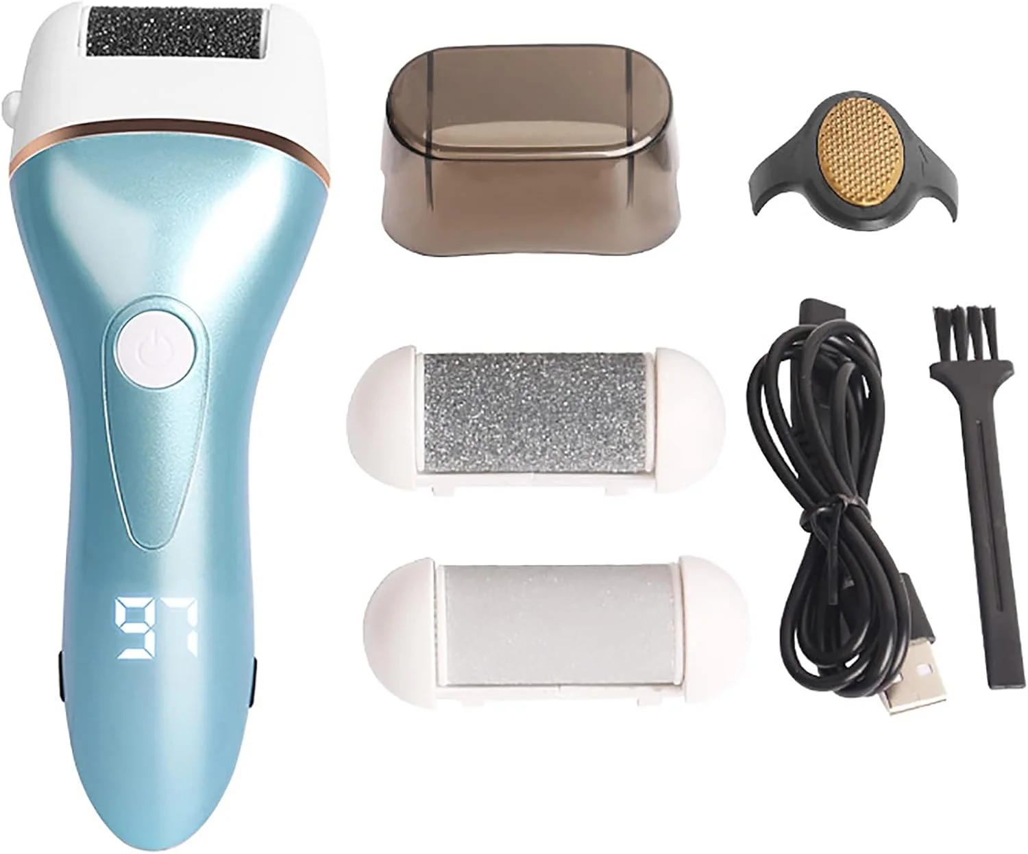 سوهان برقی پا، حرفه ای، ضد آب USB Ipx7 با 3 سری غلتکی زبر برای پوست های مرده، سفت و ترک خورده، پینه ها