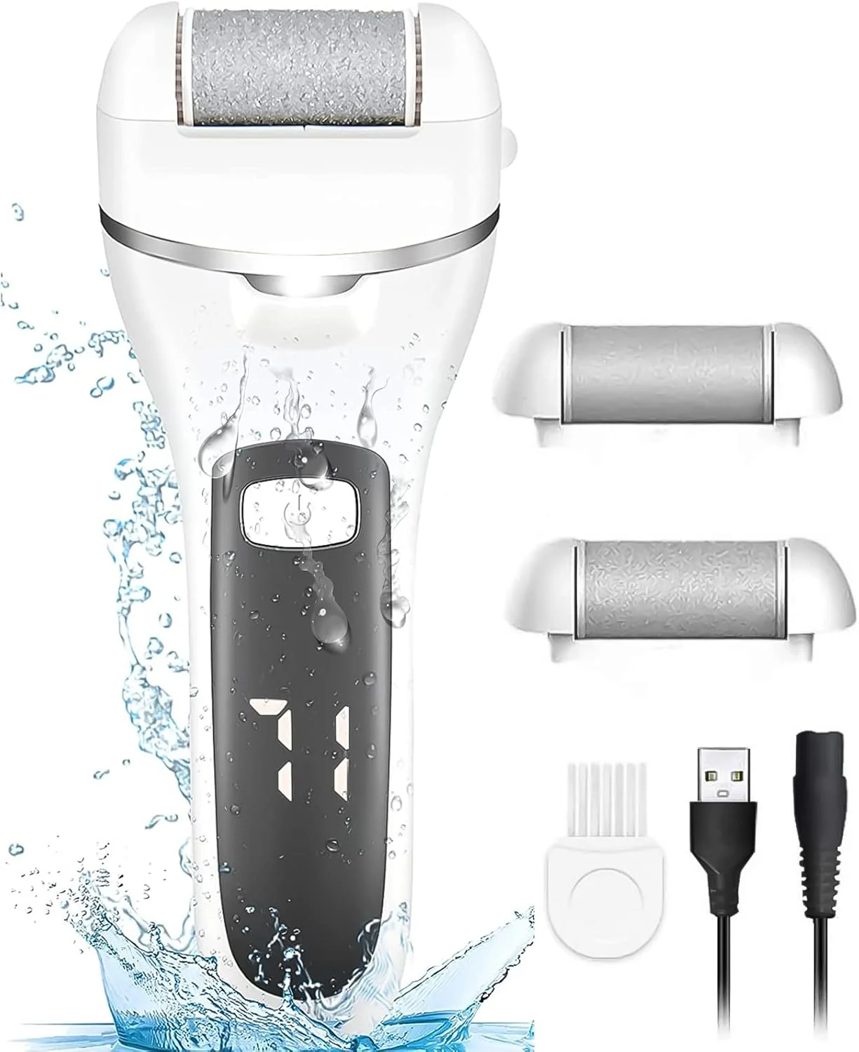 دستگاه سوهان برقی آویز پا، دستگاه پدیکور شارژی حذف کننده پینه پا، ابزار مراقبت از پا، کیت پدیکور برقی با 3 سر غلتکی