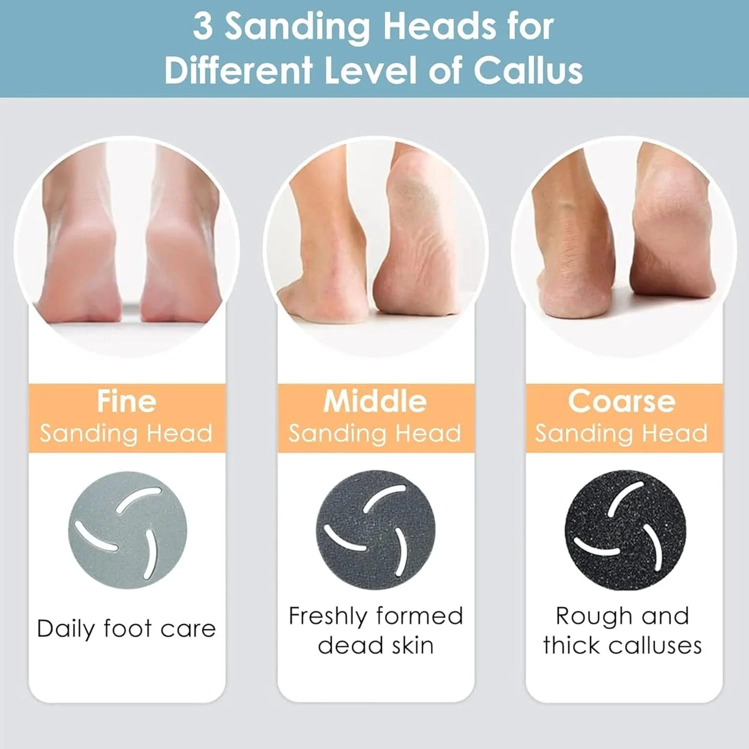 سوهان برقی پا، از بین برنده پوست سخت پا، سوهان برقی از بین برنده پینه پا، کیت پدیکور ضد آب با 3 سری و 2 سرعت - مشکی