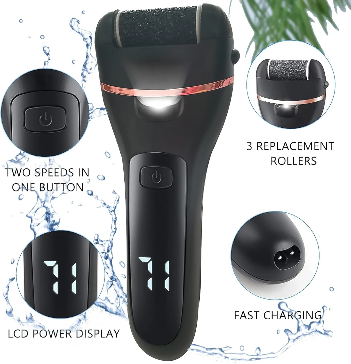 دستگاه سوهان برقی آویز پا، دستگاه پدیکور شارژی حذف کننده پینه پا، ابزار مراقبت از پا، کیت پدیکور برقی با 3 سر غلتکی دستگاه سوهان برقی آویز پا، دستگاه پدیکور شارژی حذف کننده پینه پا، ابزار مراقبت از پا، کیت پدیکور برقی با 3 سر غلتکی