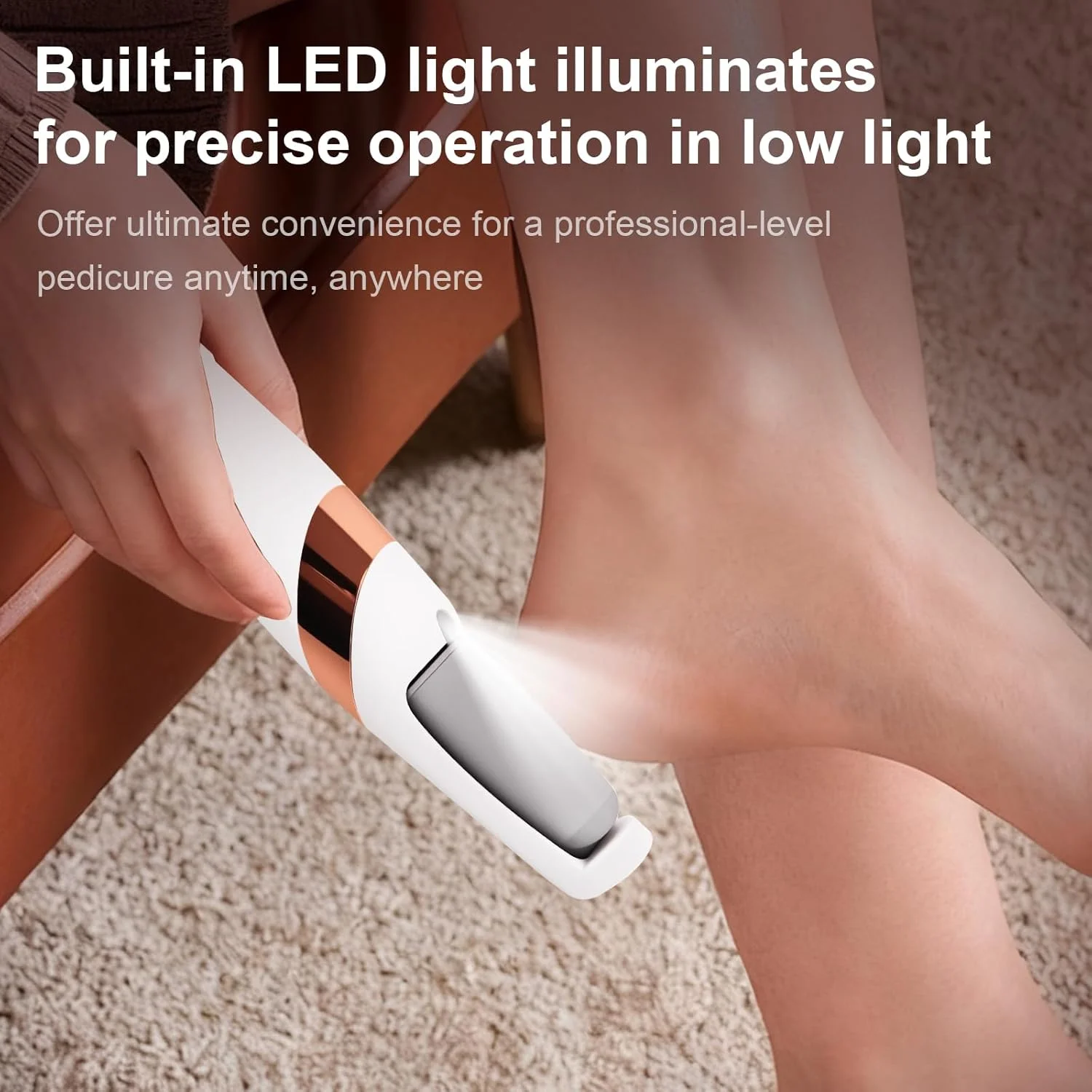سوهان برقی پا - ابزار پدیکور و از بین بردن پوست سفت قابل شارژ USB با 4 سری غلتکی جایگزین، سوهان پا ضد آب برای پوست سفت، پاشنه های ترک خورده و پوست مرده، سفید