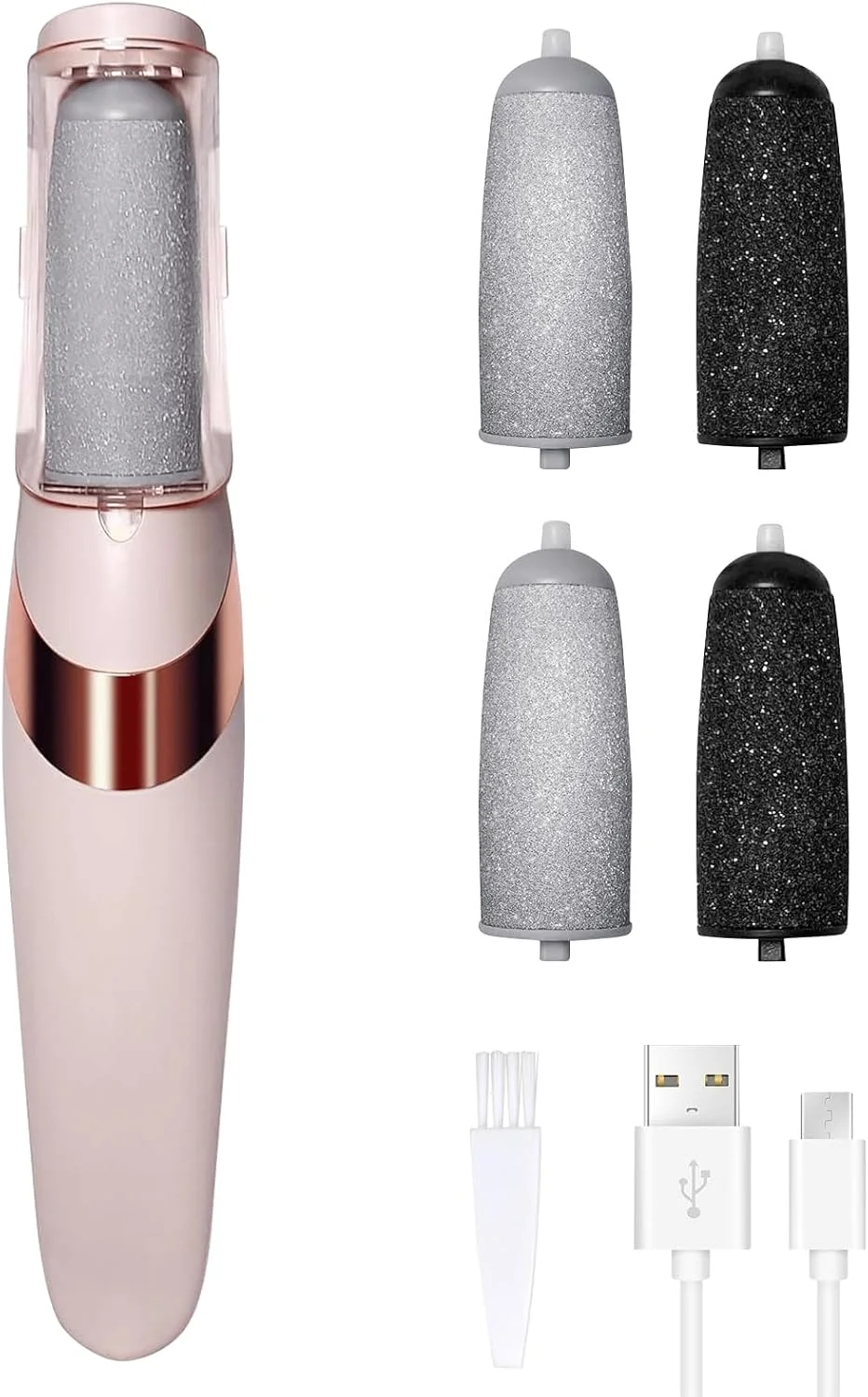 سوهان برقی پا، از بین برنده پینه پا، دارای سرهای زبر و نرم، 2 سرعت، چراغ LED، کیت پدیکور برقی قابل شارژ، ابزار پدیکور برای پاشنه، انگشتان پا و کف پا