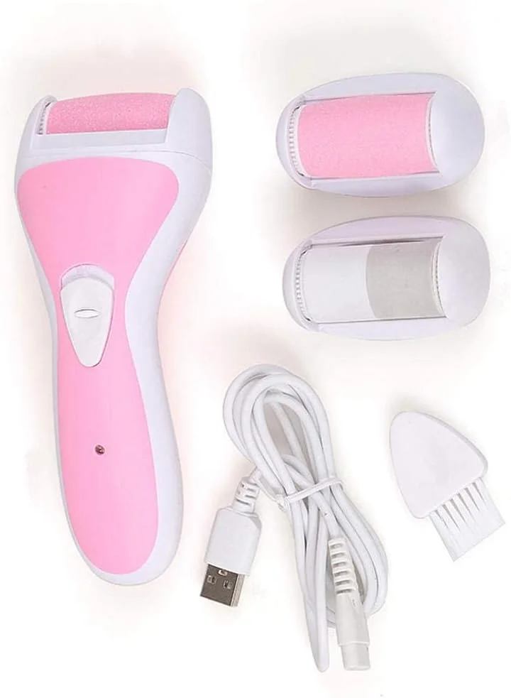 سوهان برقی پا با 3 سری، سوهان برقی پا با شارژ USB، از بین بردن پوست مرده و خشک پا، ابزار مراقبت از پا برای زنان و مردان - بنفش (صورتی)