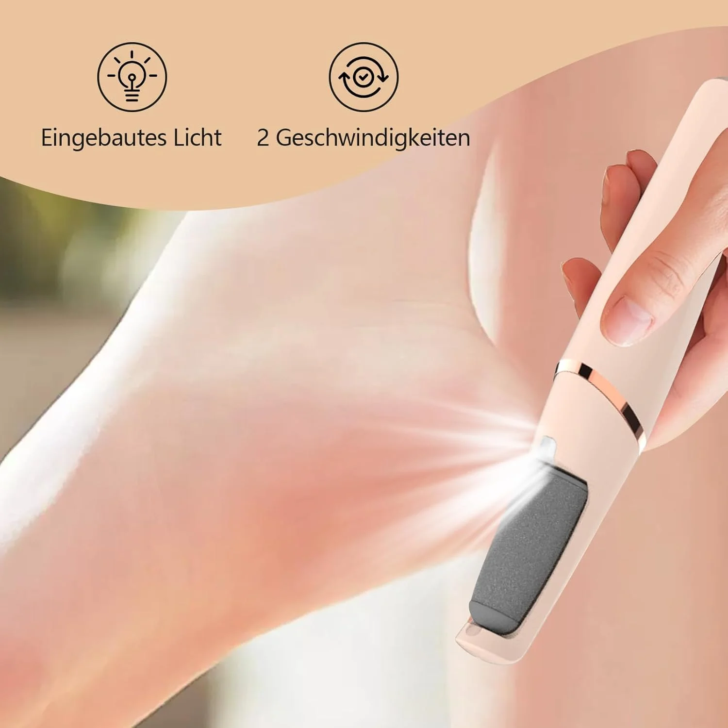 سوهان پدیکور برقی از بین برنده پینه پا، صورتی، به همراه 6 سری تعویضی، سوهان برقی پا، ابزار پدیکور برای پوست های مرده، سفت و ترک خورده