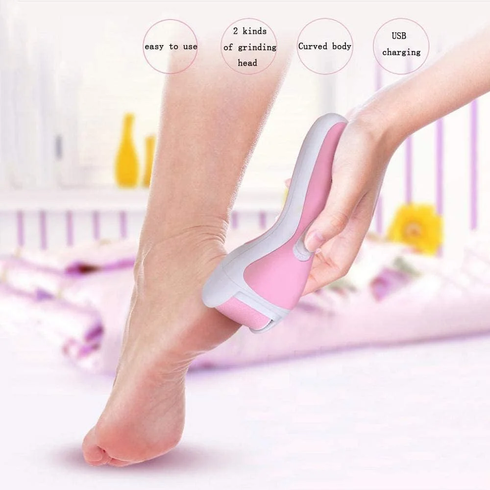 سوهان برقی پا با 3 سری، سوهان برقی پا با شارژ USB، از بین بردن پوست مرده و خشک پا، ابزار مراقبت از پا برای زنان و مردان - بنفش (صورتی)