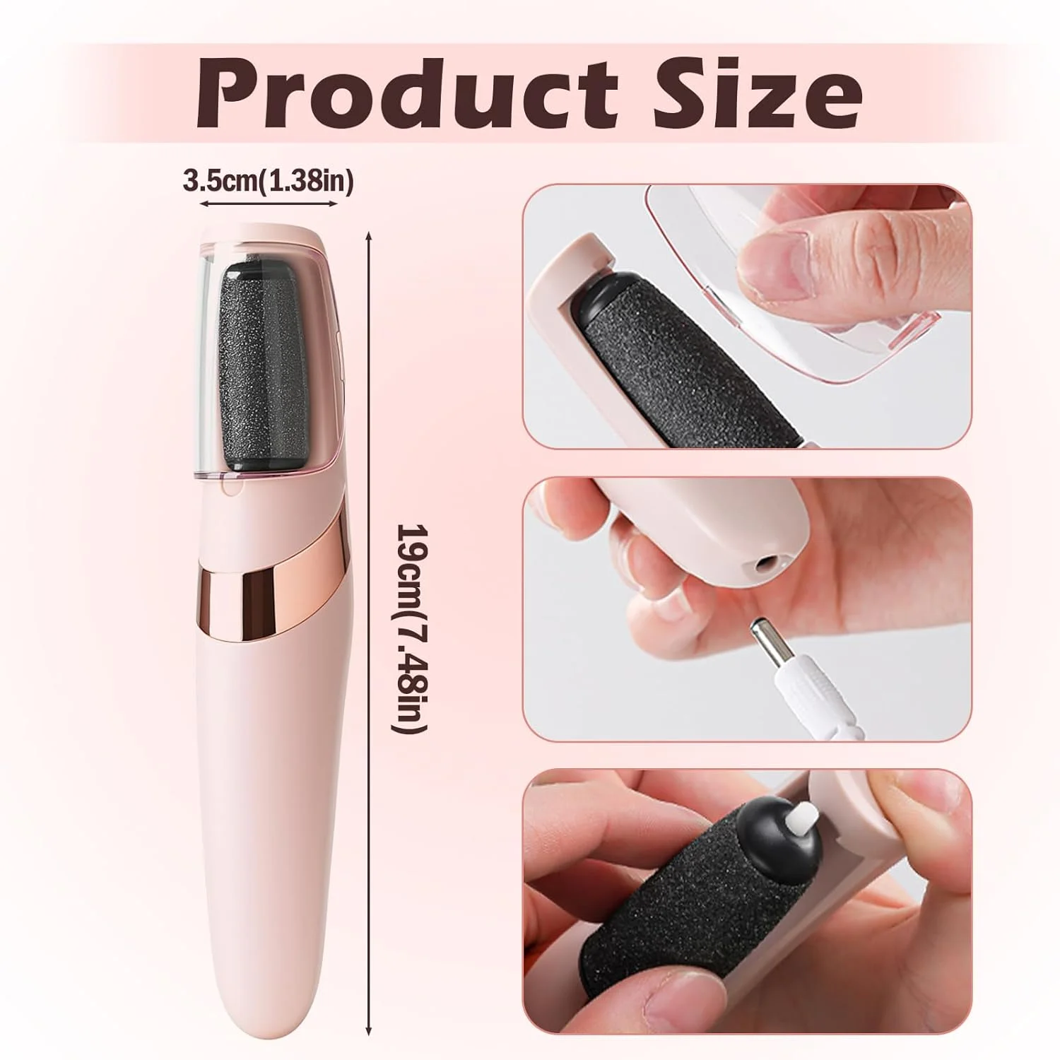 سوهان برقی پدیکور پا FUG با 2 سری غلتکی، سوهان برقی قابل شارژ USB برای از بین بردن پوست های سفت و مرده