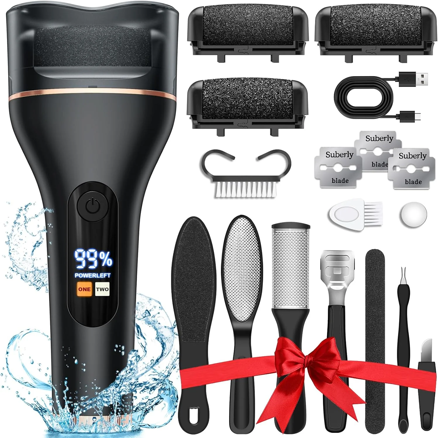 دستگاه سوهان برقی پا، قابل شارژ، قابل حمل، ابزار پدیکور، کیت مراقبت از پا برای از بین بردن پوست مرده، پوست سخت و ترک های خشک